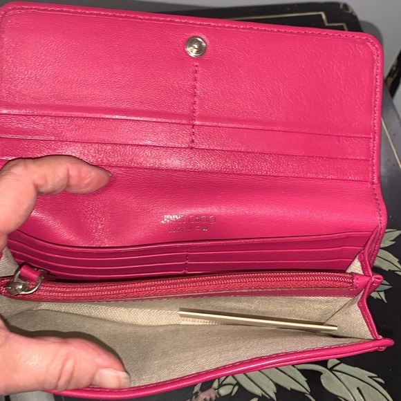 Jimmy Choo Pink Leather Wallet With Silver Stars LNWOT - Picture 6 of 8